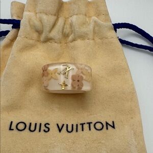 Louis Vuitton Berg Farandole Ring Size S Gold Pink Rose Resin